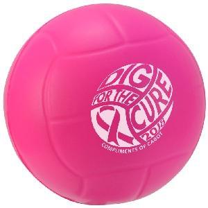 2 1/2" Stress Mini Volleyballs (Awareness) - Awareness Pink Volleyballs Stress Relievers