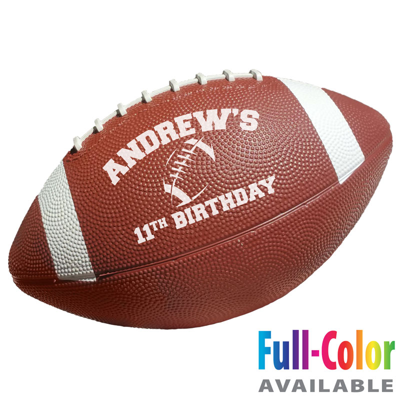 10 1/2" Rubber Footballs with White Stripes (Brown)