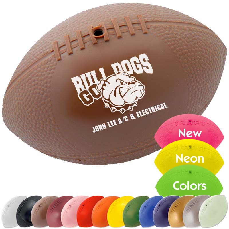 7 Vinyl Mini-Footballs - Custom printed Soft (Rubber like) Mini-Footballs  (17 Colors) with your logo, graphic, or message 