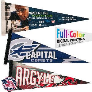 Felt Pennant, Full-Color (9" x 24") - Felt Strip Pennant (9 inch x 24 inch) Four Color Process Imprint