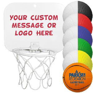 Mini Backboard Sets with Foam Basketballs - Mini Backboard Sets (Imprinted 4 inch Foam Basketballs)