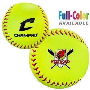 Softballs, ChamPro 12&rdquo; Optic Yellow Synthetic Leather (slowpitch) - ChamPro 12” Optic Yellow Softballs