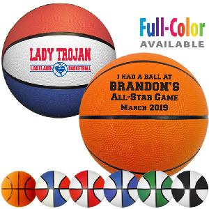 7" Rubber Basketballs (Mid&#8209;Size) - 7 inch Mini Rubber Basketballs (Size 3)