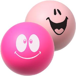 Emoticon Emoji Faces Stress Balls (Awareness Pink) - Emoticon Emoji 3 inch Stress Balls
